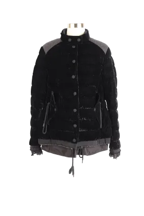 Beatrice Velvet Puffer Jacket w/ Lace Trim