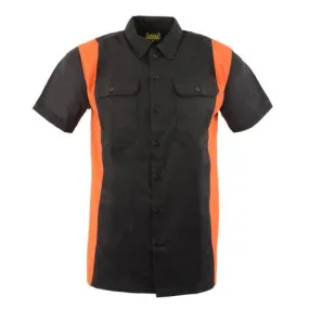 Biker Clothing Co. MDM11675.94 Men's Black and Orange Button Up Heavy-Duty Work Shirt | Classic Mechanic Work Shirt