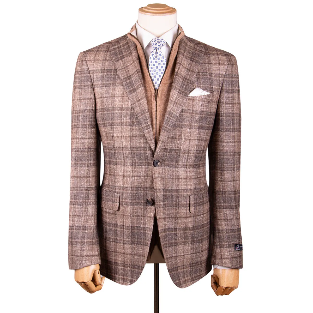 Brown Check Wool, Silk, & Cashmere Jacket