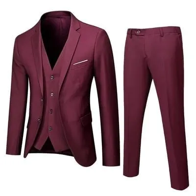 Business Suit Jacket Coat Blazers Trousers Waistcoat Men's Wedding Three Pieces Pants Vest Large Size Professional Suits