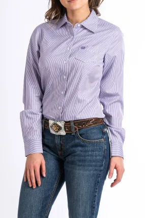 Cinch Women's Stripe Button Down Shirt - Purple