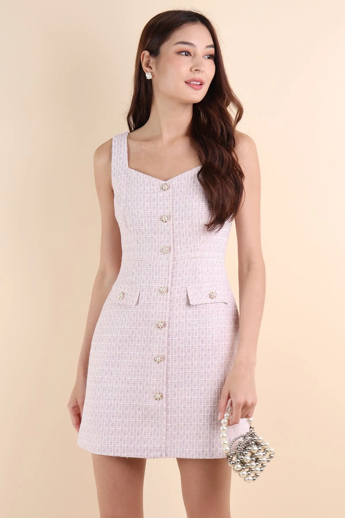 COURTNEY TWEED DRESS IN LILAC