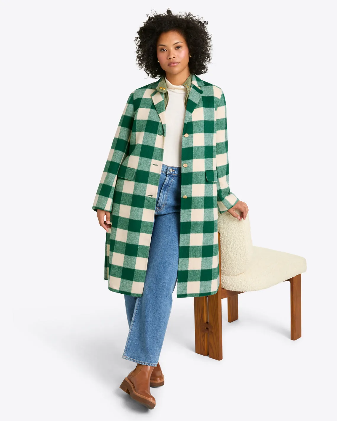 Gingham Wool Coat