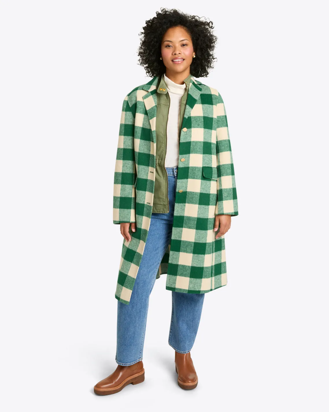 Gingham Wool Coat