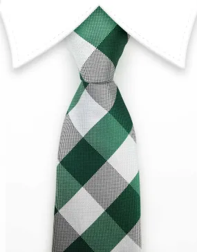 Green and White Plaid Tie