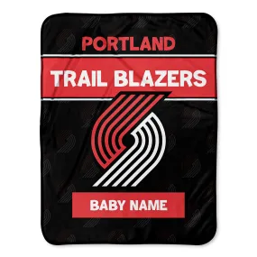 Personalized Portland Trail Blazers Emblem Baby Pixel Fleece Blanket