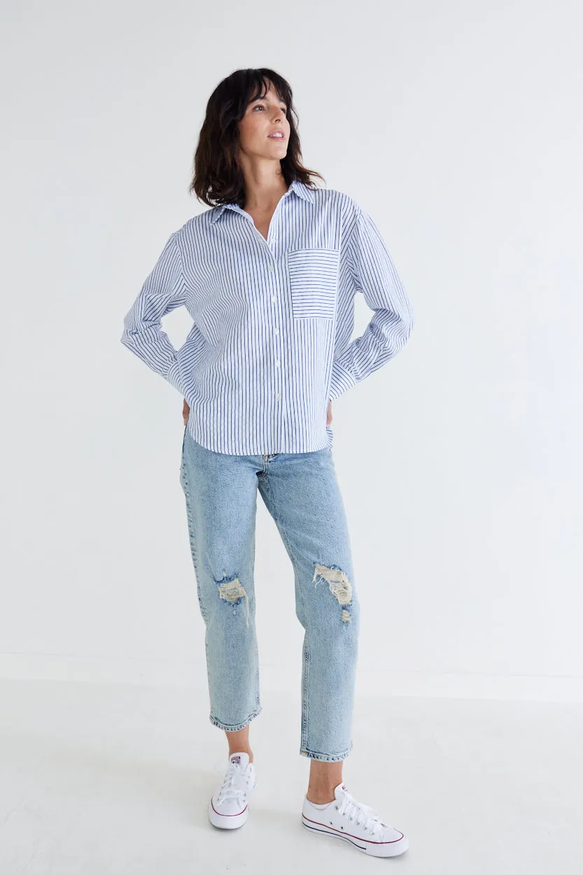 Top of the Line Long Sleeve Poplin Top