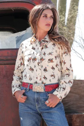 Women's Cruel Bronc Print Long Sleeve Snap Shirt