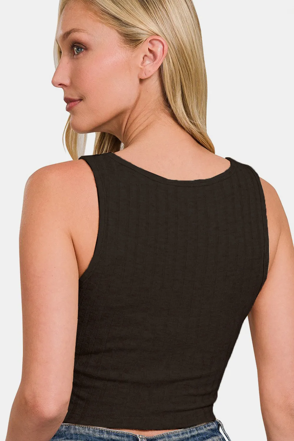 Zenana Ribbed Cropped Tank